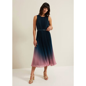 Phase Eight Simara Ombre Chiffon Midi Pleat Dress